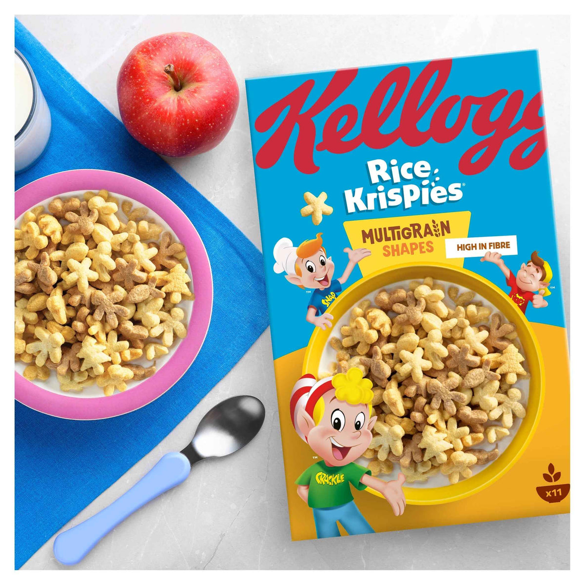 Kellogg's Rice Krispies Multigrain Shapes Breakfast Cereal 350g 350g pack shot