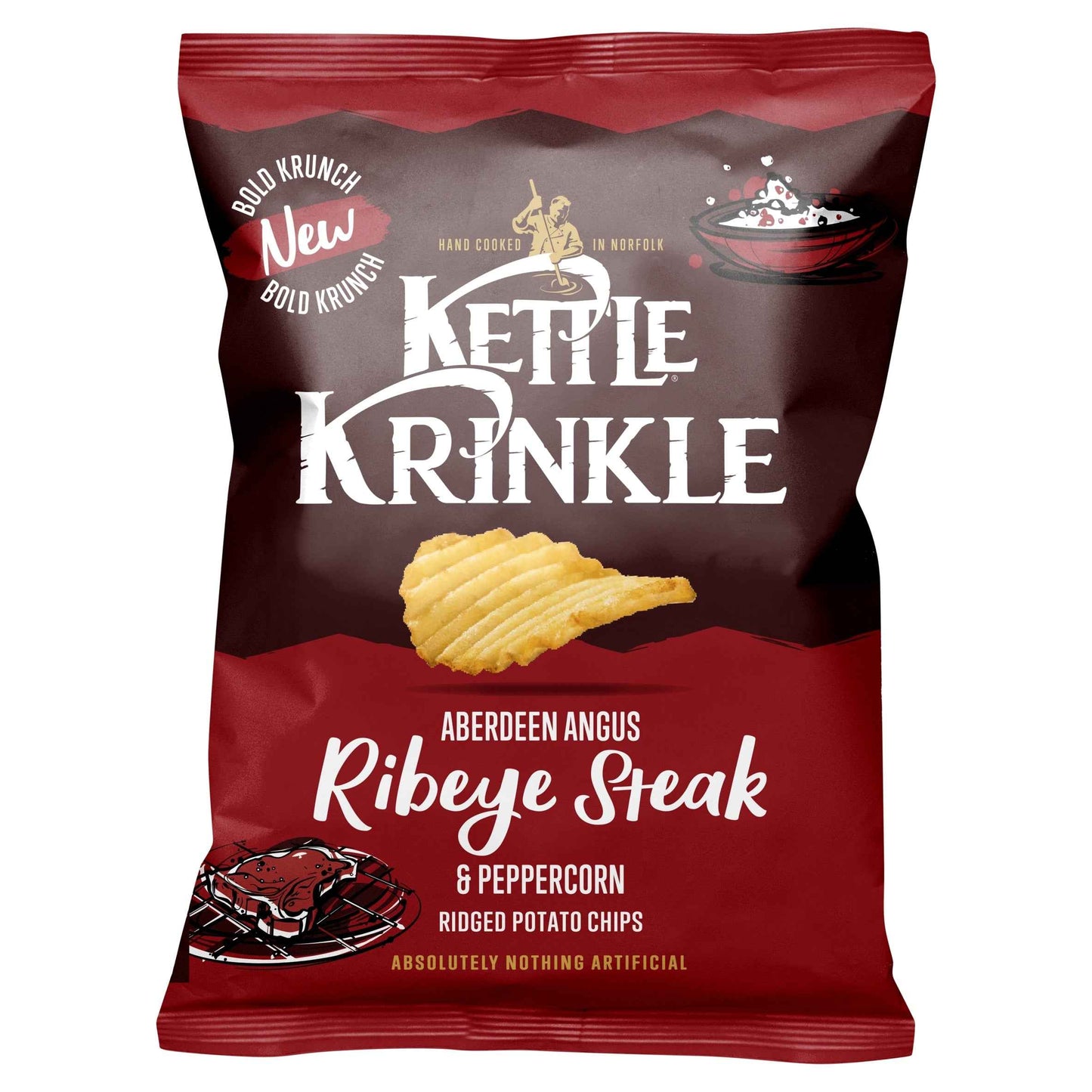 KETTLE Krinkle Aberdeen Angus Ribeye Steak & Peppercorn Chips 40g