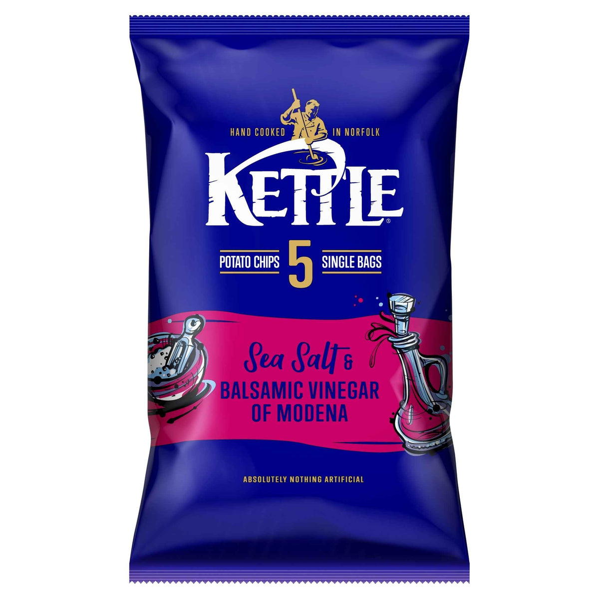 KETTLE Sea Salt & Balsamic Vinegar Of Modena Potato Chips 5 X 25g