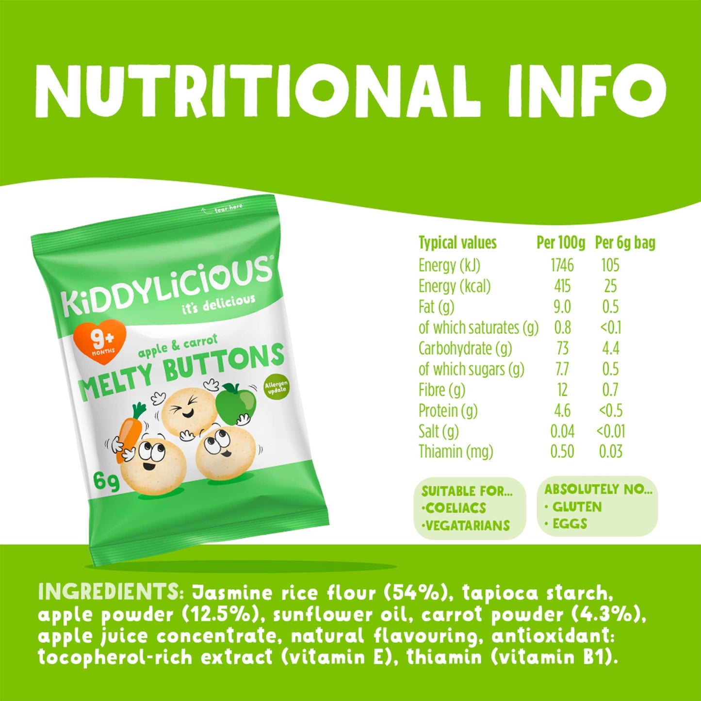 Kiddylicious Apple & Carrot Melty Buttons 5x6g — image 3