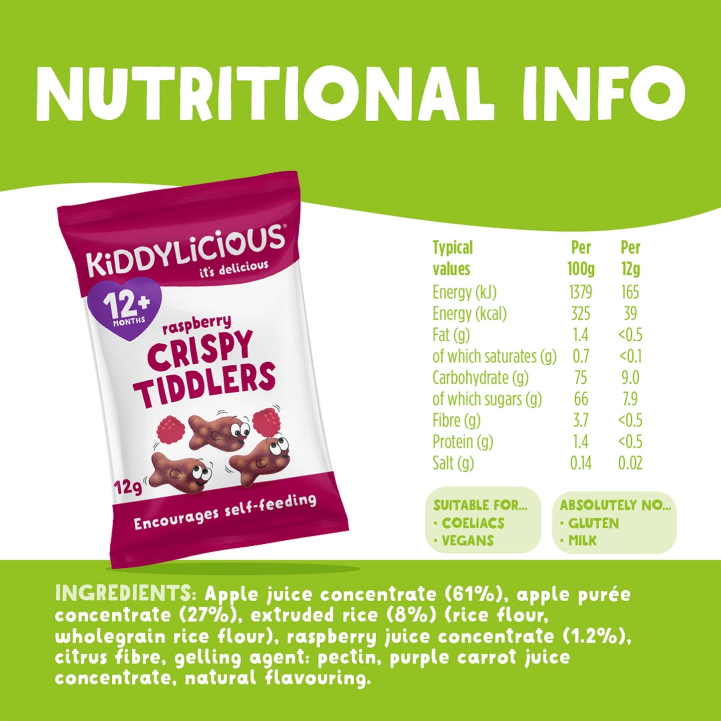 Kiddylicious Crispy Tiddlers - Raspberry 12g — image 3