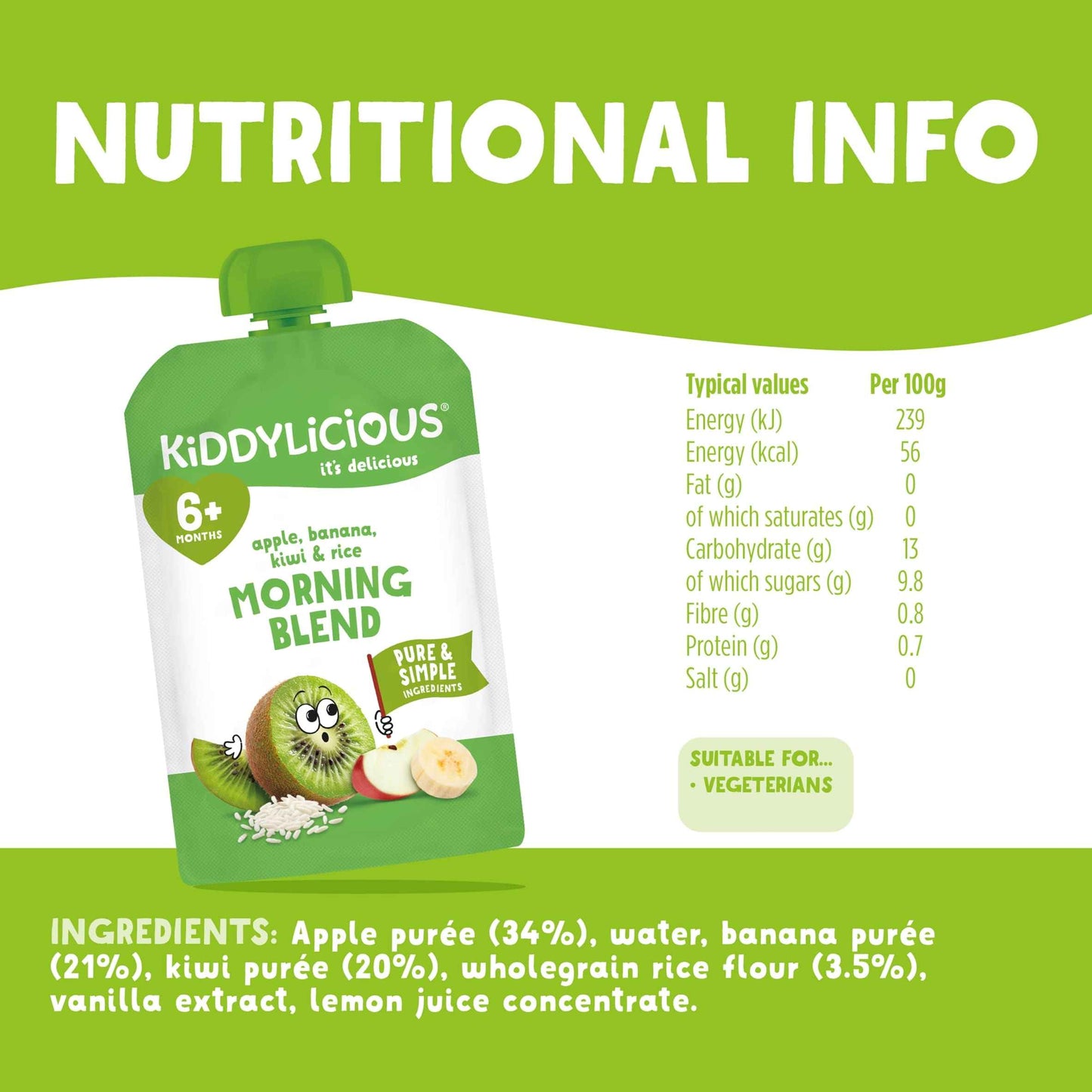 kiddylicious morning blend apple banana kiwi and rice 100g 3 100g pack