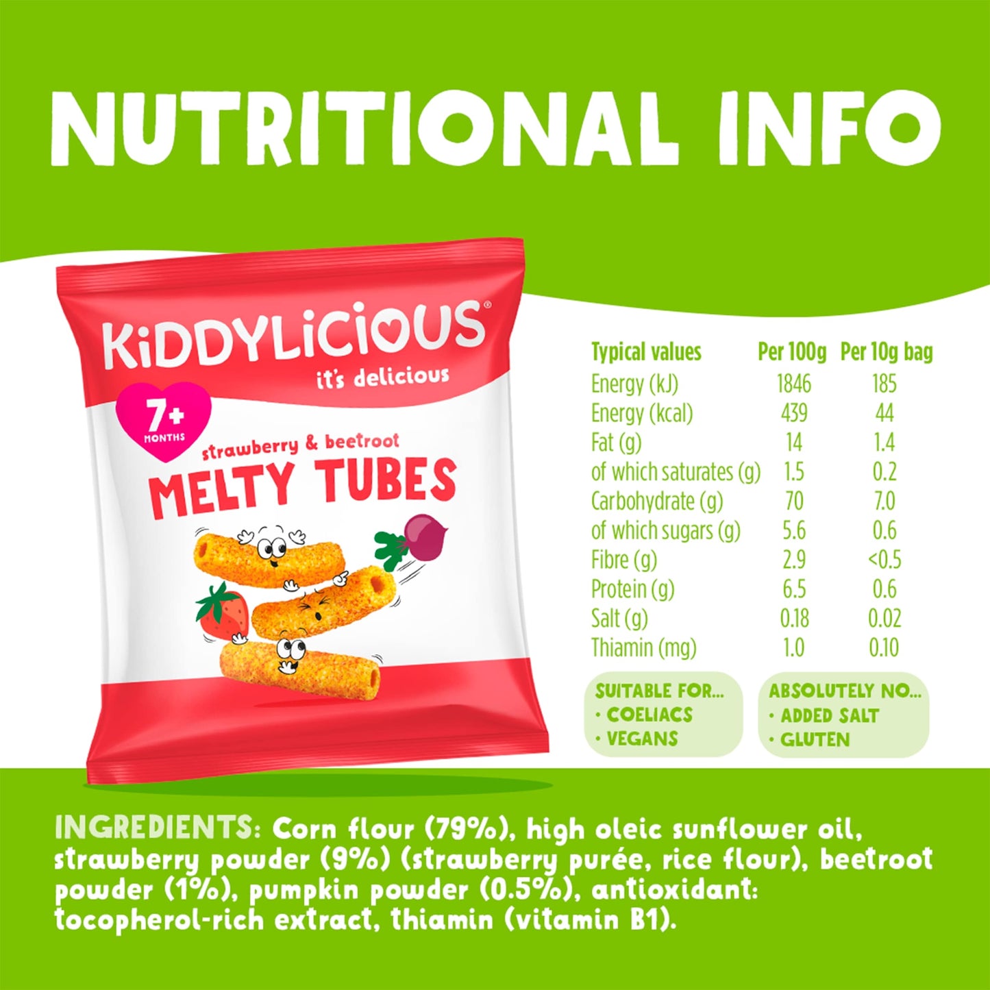 Kiddylicious Strawberry & Beetroot Melty Tubes 4 x 10g — image 3