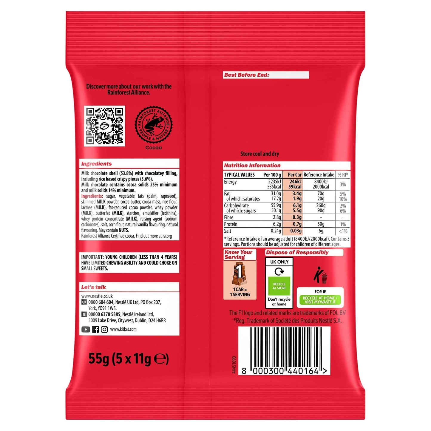 Kit Kat F1 Milk Chocolate Bar 55g