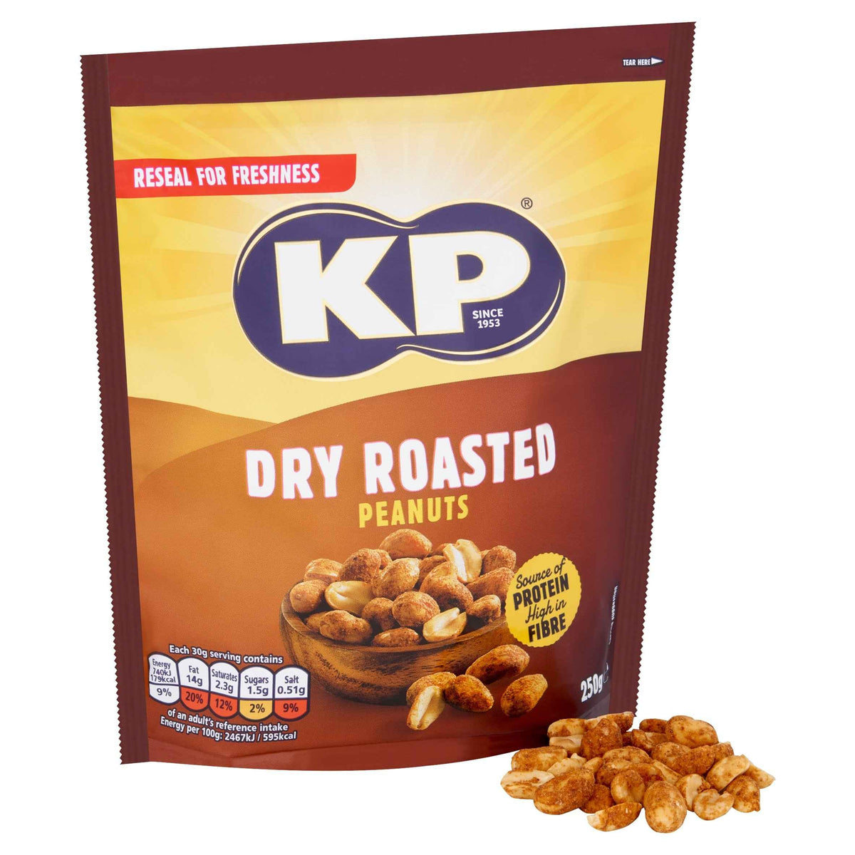 KP Dry Roasted Peanuts 250g 250g pack shot