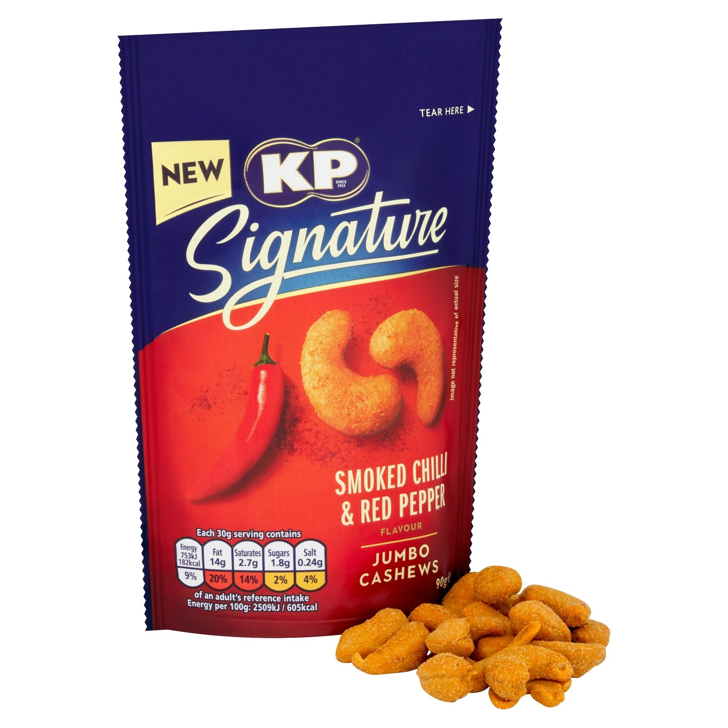 KP Signature Smoked Chilli And Red Pepper Cashews 90g 90g pack shot