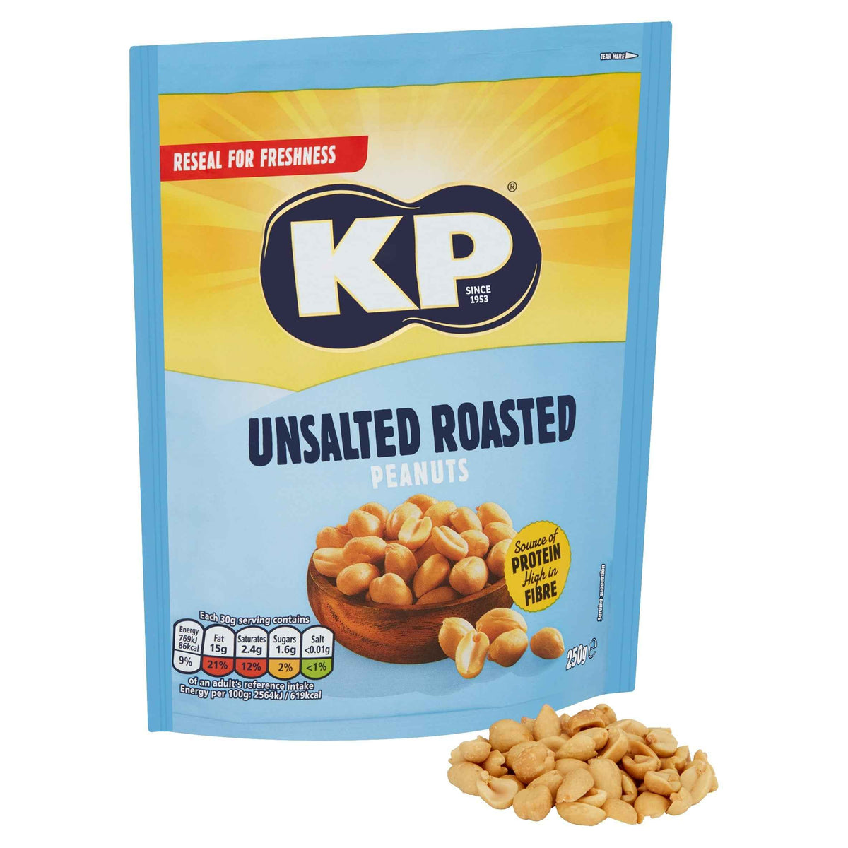 KP Unsalted Peanuts 250g 250g pack shot
