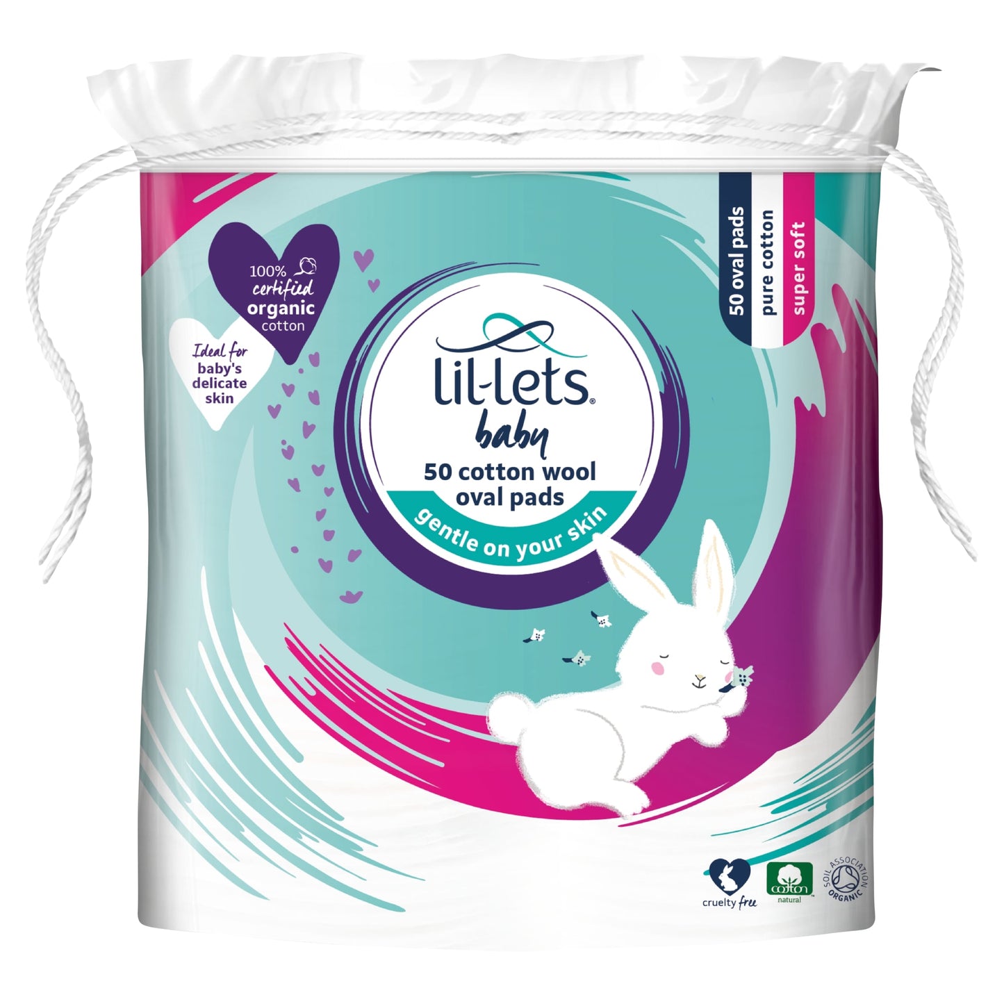 Lil-Lets Baby Cotton Wool Oval Pads 50 Pack — image 1