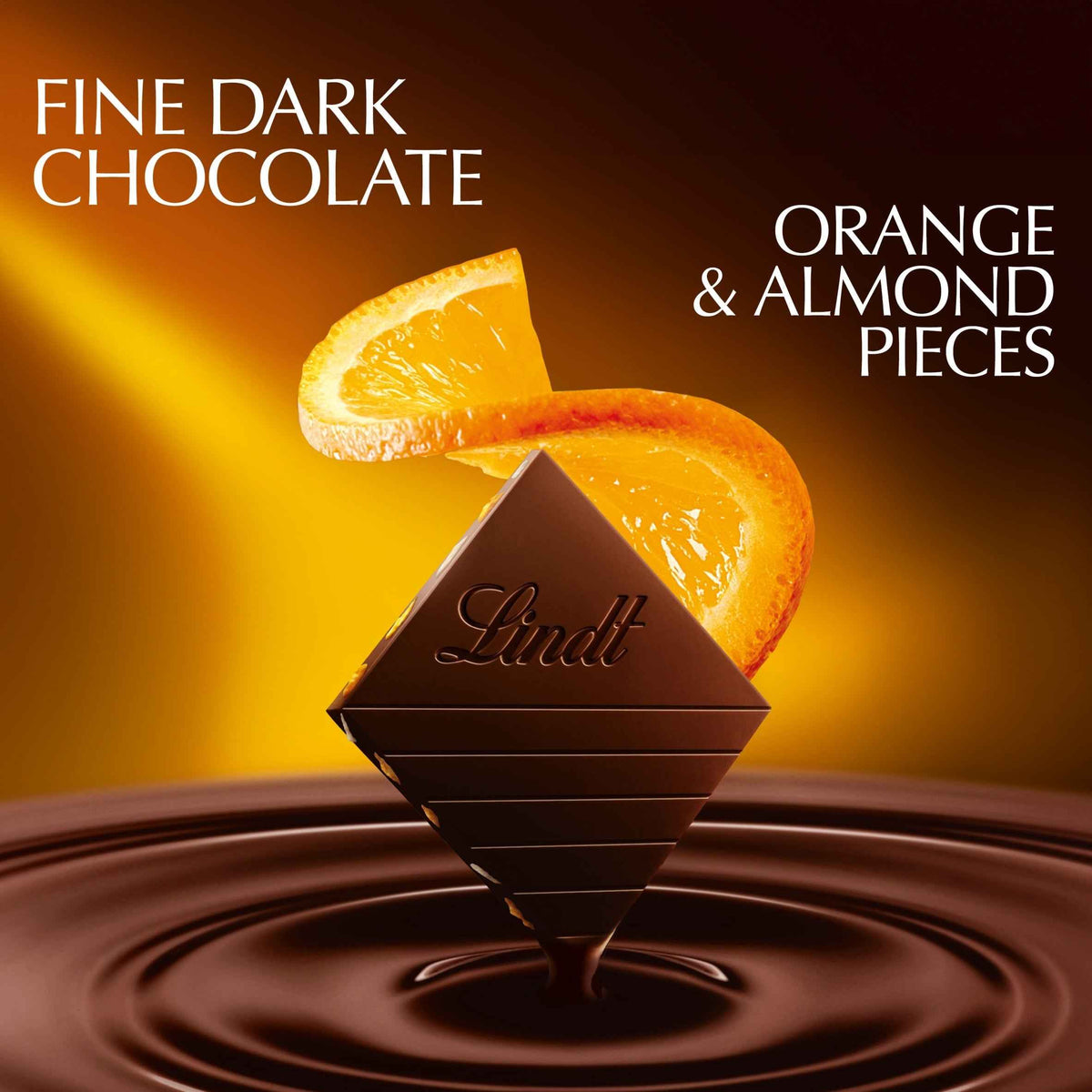 Lindt Excellence Dark With Almonds Chocolate Bar – Orange Intense 100g 100g pack shot