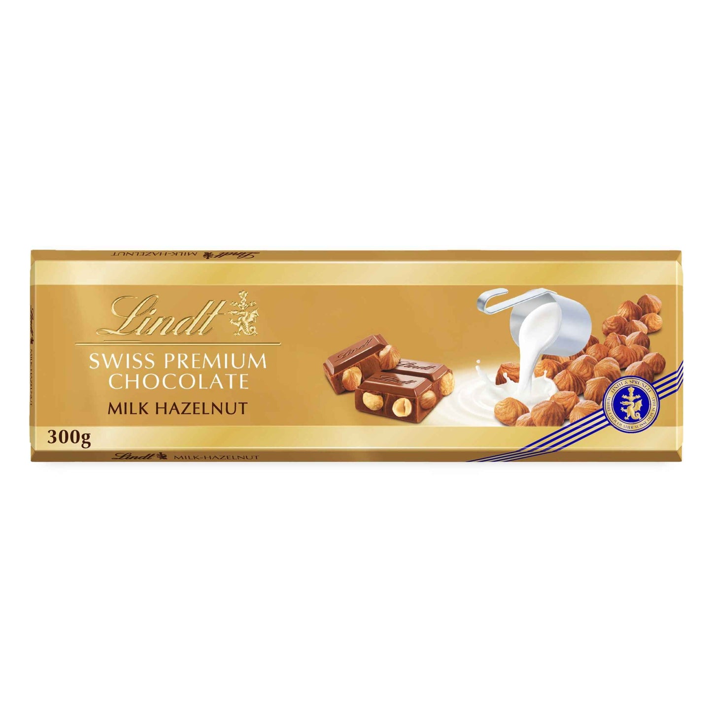 Lindt Gold Bar Milk Chocolate With Hazelnuts 300g