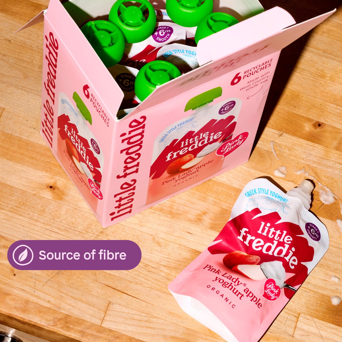 Little Freddie Organic Pink Lady Greek Style Yoghurt Baby Food Pouch Multipack 6+ Months — image 5