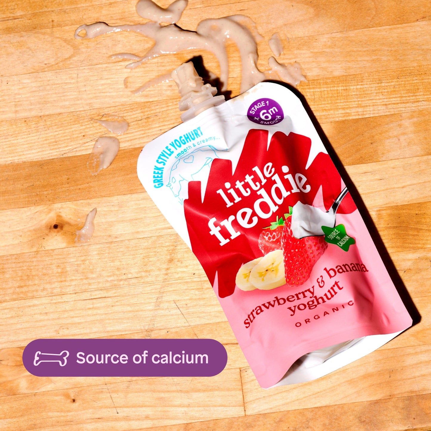 Little Freddie Organic Strawberry & Banana Greek Style Yoghurt Baby Food Pouch 6+ Months 100g — image 5