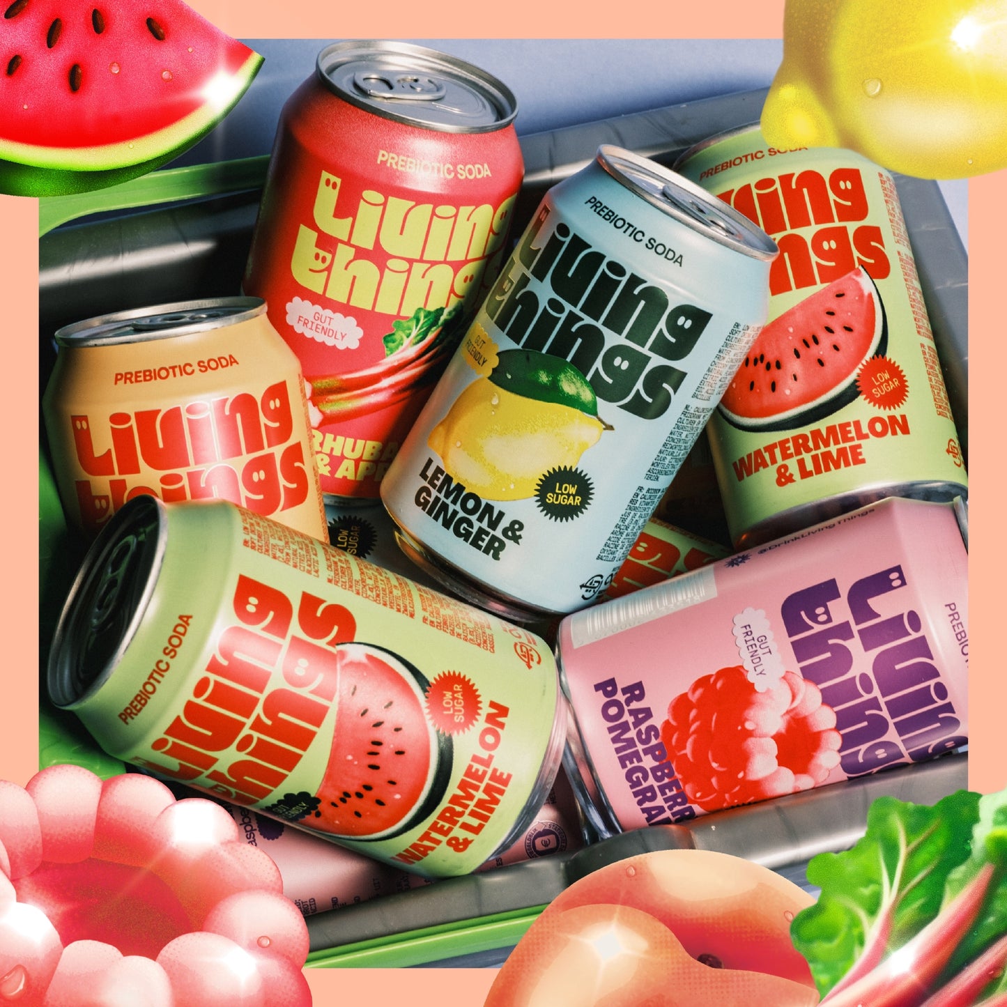 Living Things Peach & Blood Orange Soda 4x 330ml — image 4