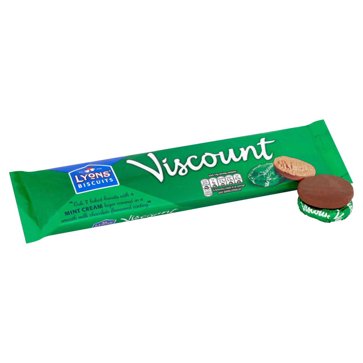 LYONS Biscuits Viscount Mint Creams 7 Pack 98g 98g pack shot