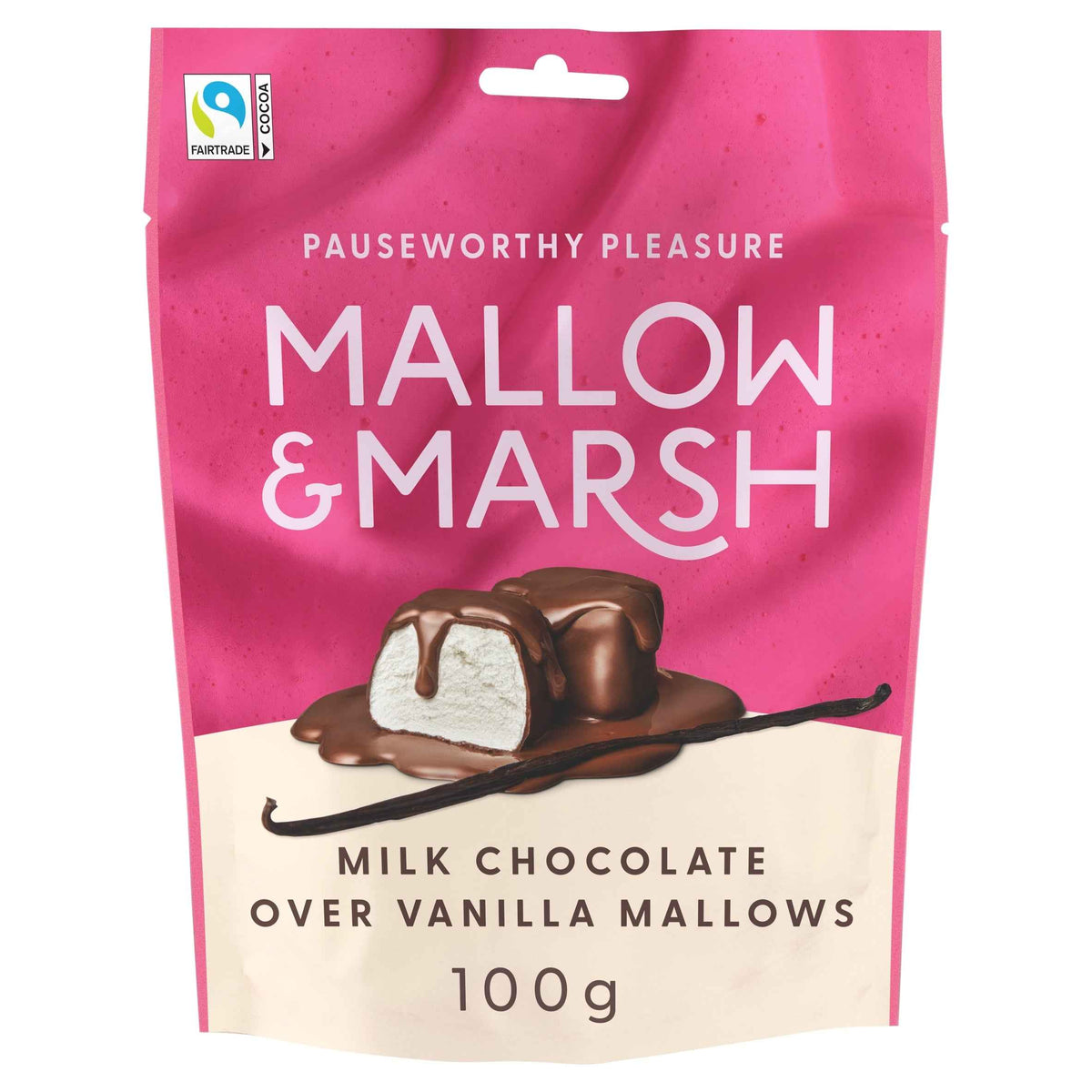 MALLOW & MARSH Milk Chocolate Over Vanilla Mallows 100g