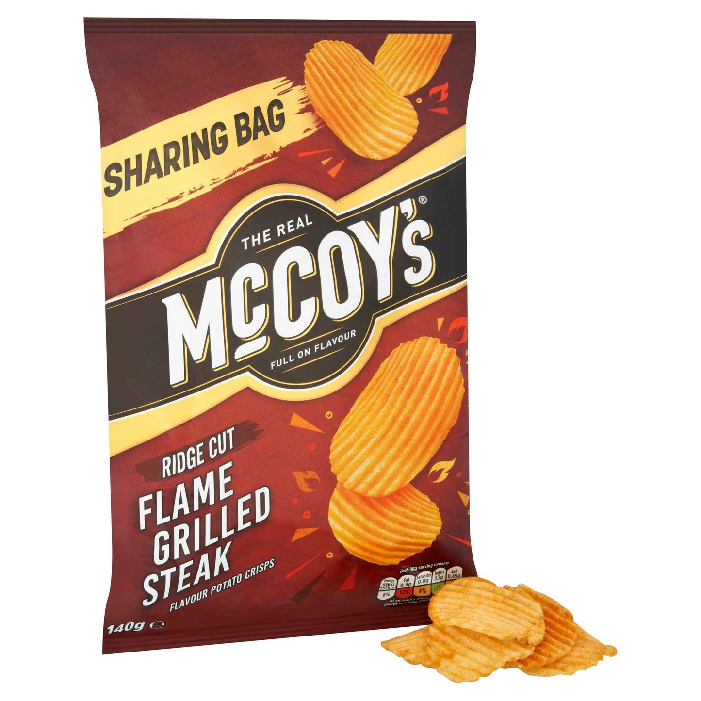 McCOY'S Flame Grilled Steak Sharing Crisps 140g 140g pack shot