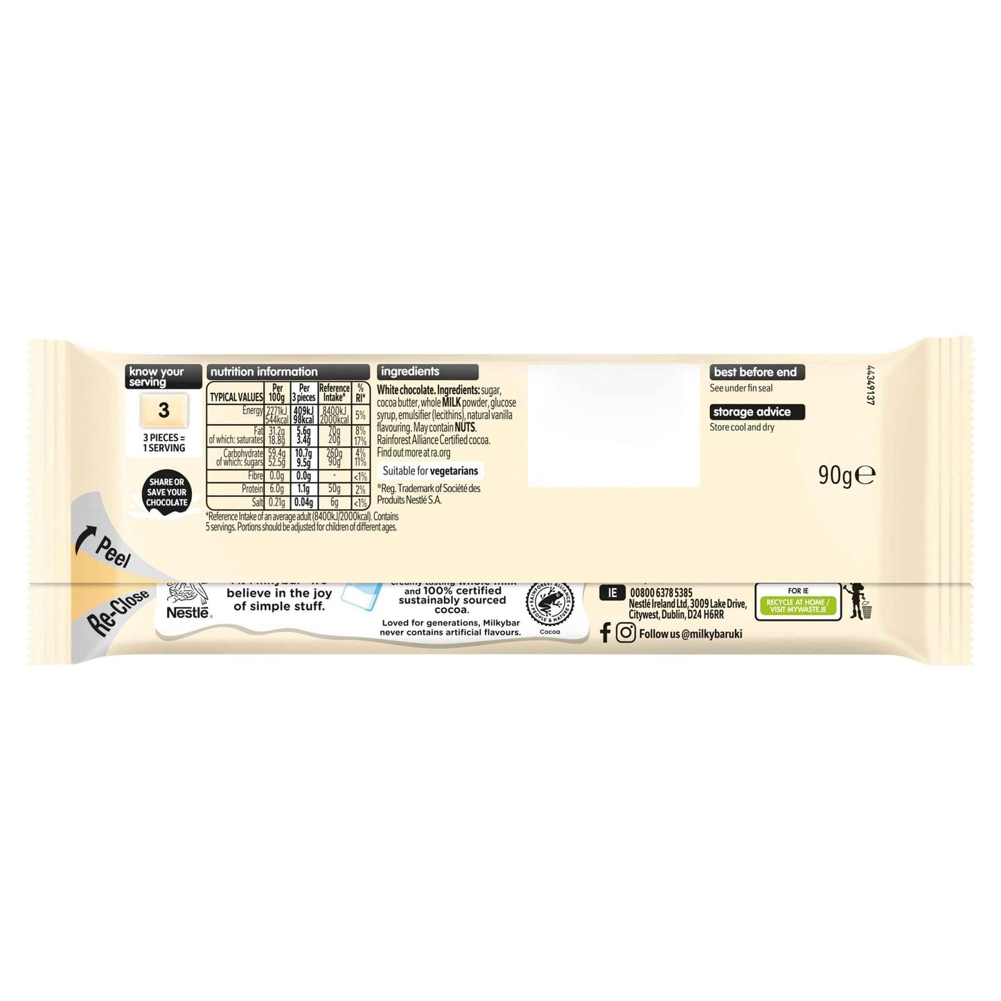 MILKYBAR White Chocolate Sharing Bar 90g
