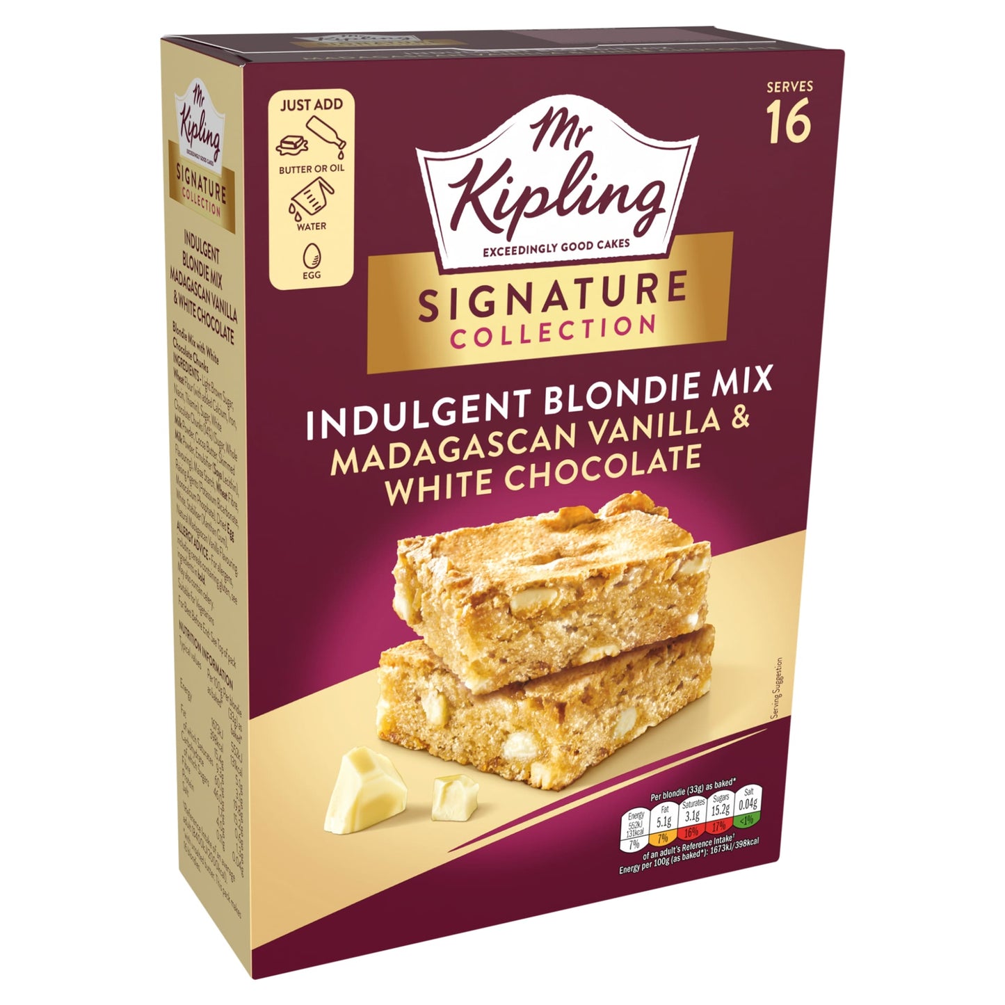 Mr Kipling Signature Baking Vanilla & White Chocolate Blondie Cake Mix 368g — image 2