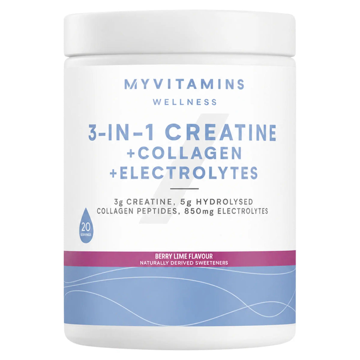 Myvitamins 3-IN-1 Creatine + Collagen + Electrolytes Berry Lime Flavour 236g — image 1