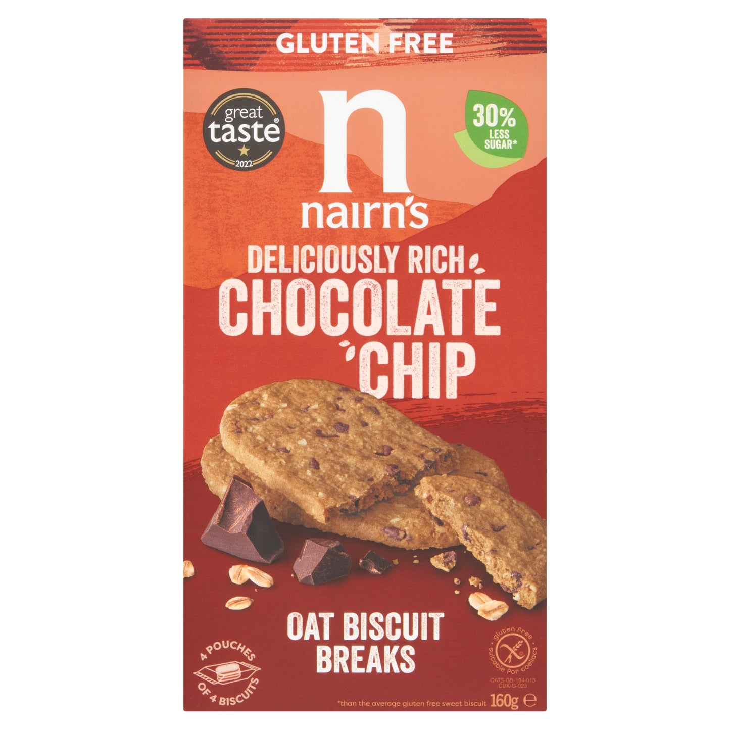 Nairn's Gluten Free Biscuit Breaks - Oats & Chocolate Chip 160g — image 1