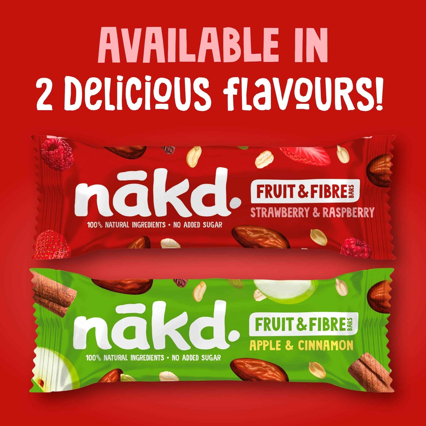 NAKD Fruit & Fibre Strawberry & Raspberry Bars 3 X 44g 3x44g pack shot