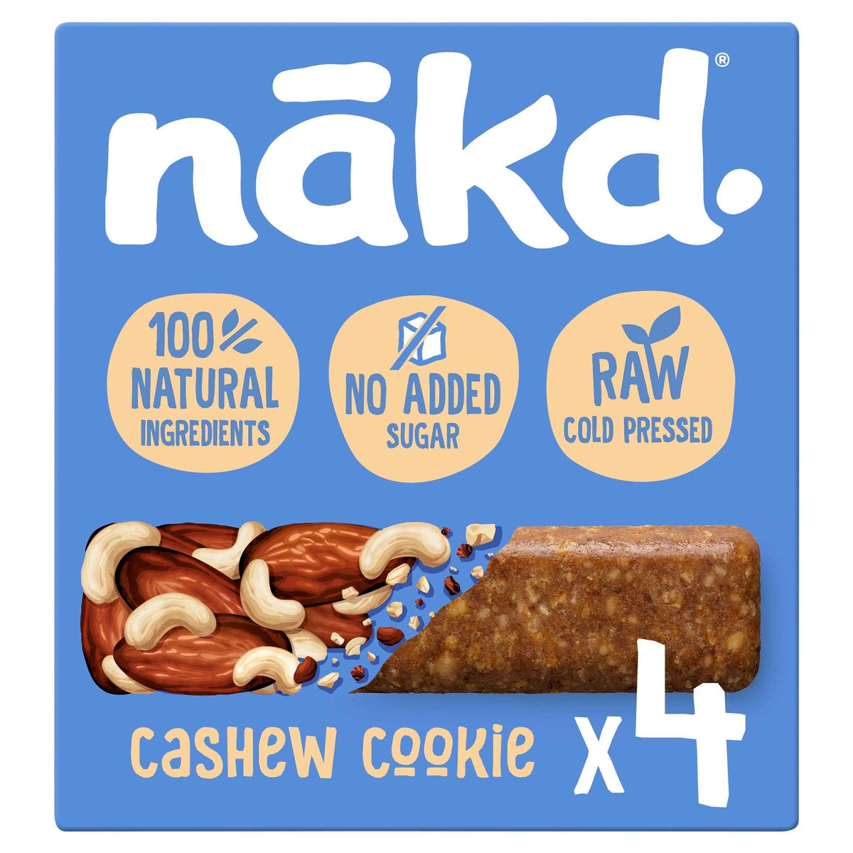 NAKD Fruit & Nut Bars - Cashew Cookie 4 Pack 140g