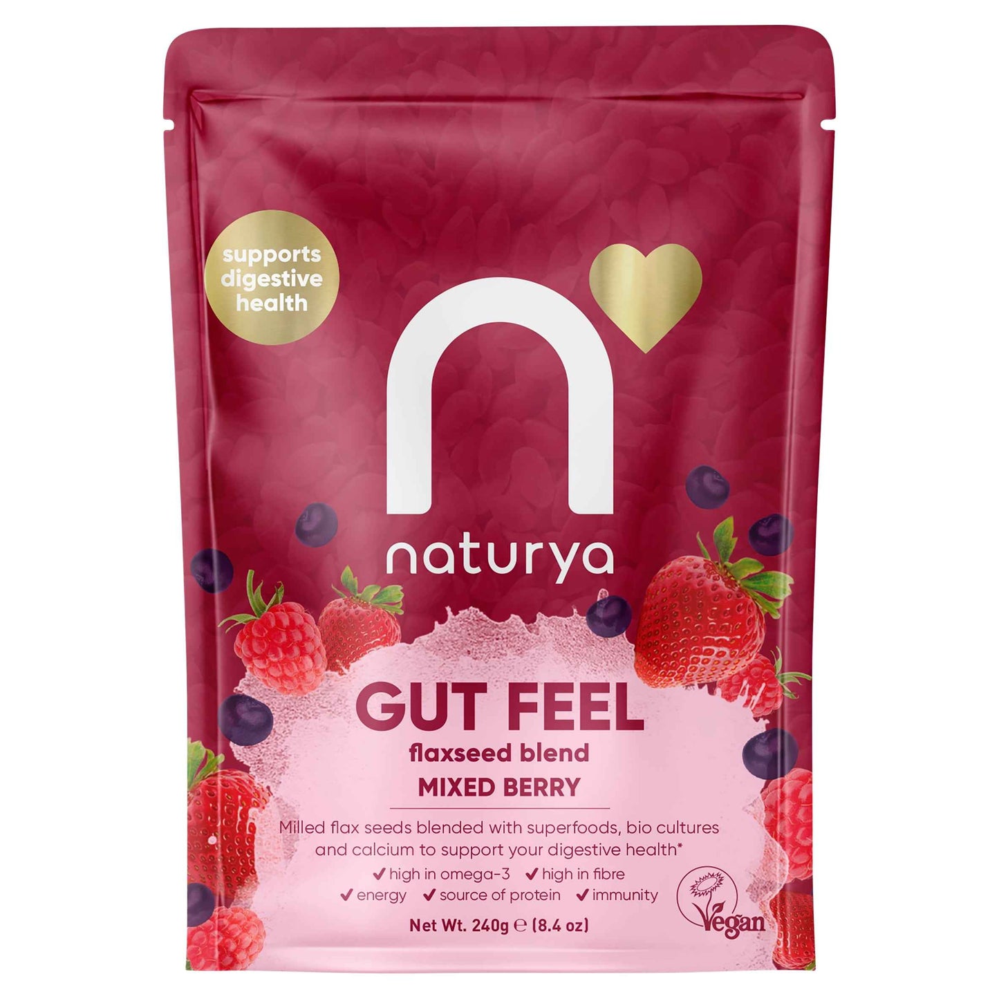 NATURYA Gut Feel Flaxseed Blend - Mixed Berry 240g