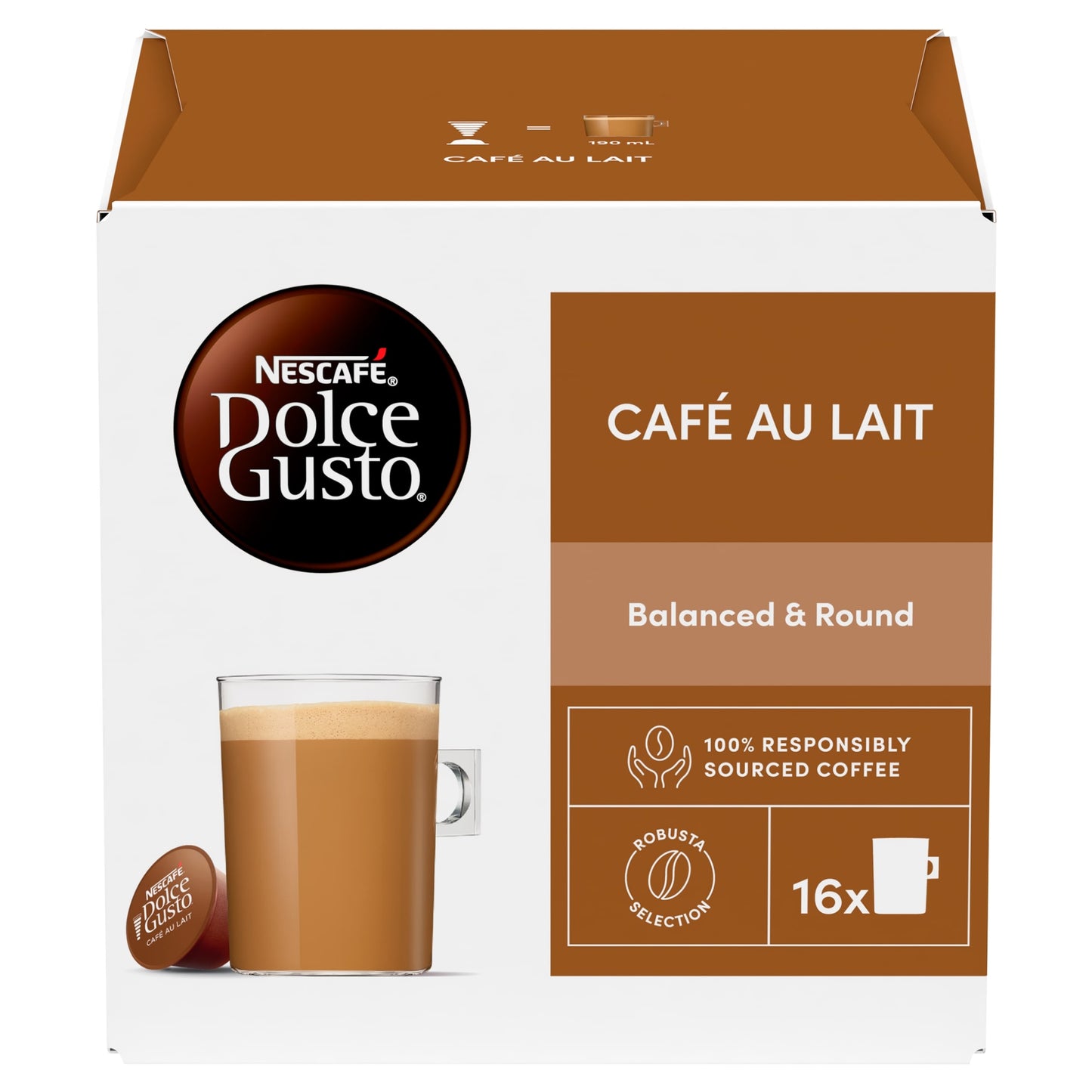 Nescafe Dolce Gusto Cafe Au Lait Coffee Pods x16 160g — image 1