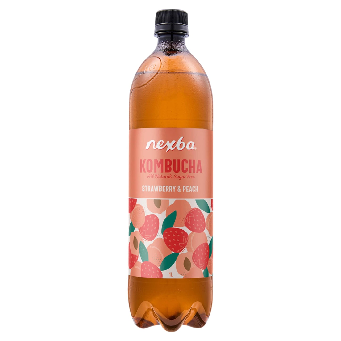 Nexba Strawberry & Peach Kombucha Drink 1 Litre — image 1
