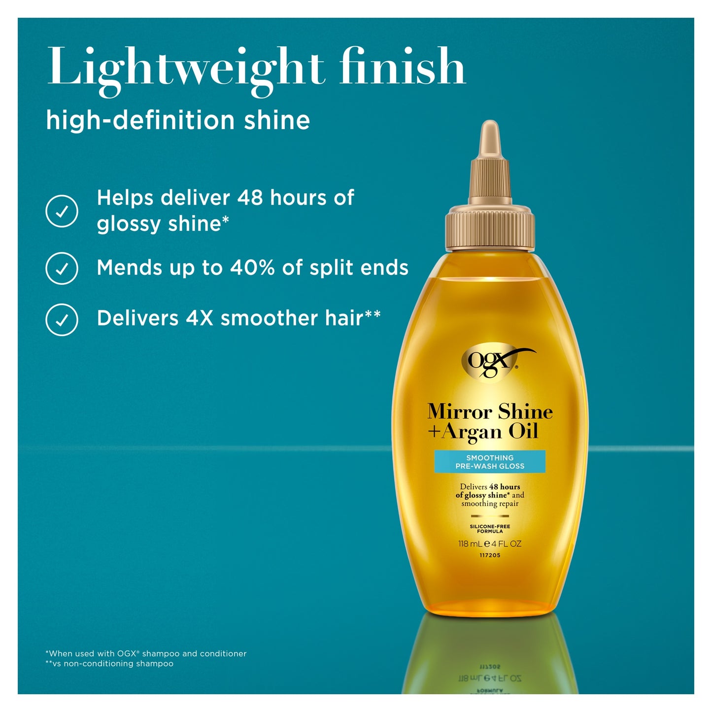 OGX Mirror Shine +Argan Oil Pre-Wash Hair Gloss 118ml — image 5