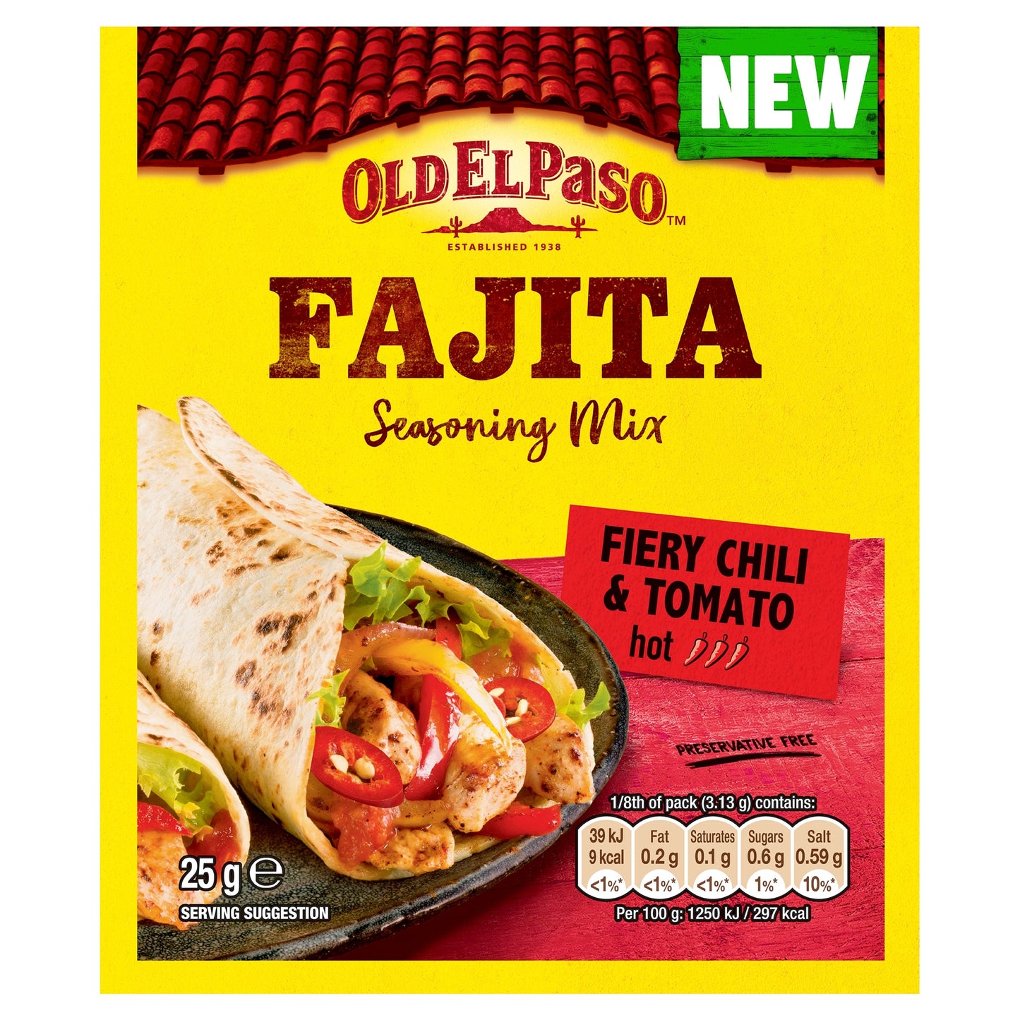 Old El Paso Fajita Fiery Chili & Tomato Hot Seasoning Mix 25G — image 1