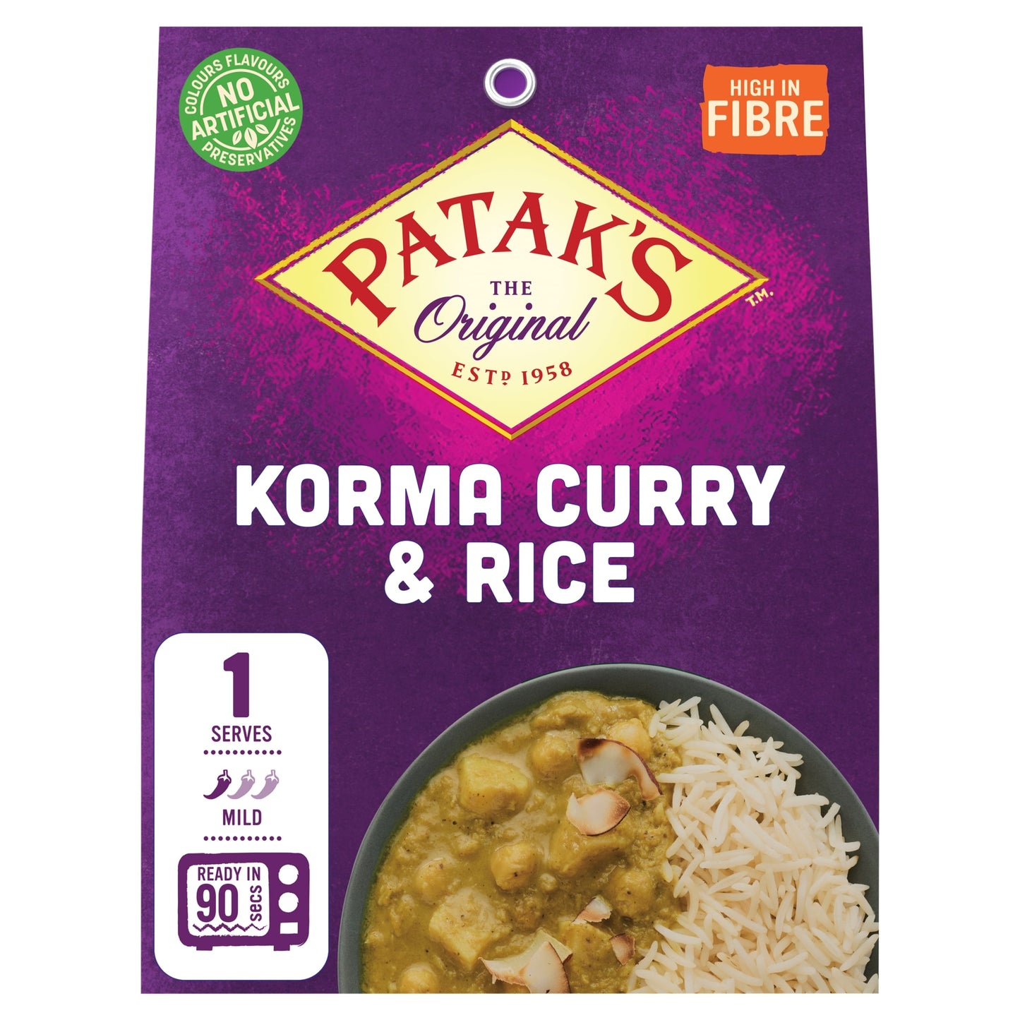 Patak's Korma Curry & Rice Ready Meal Kit 250g — image 1