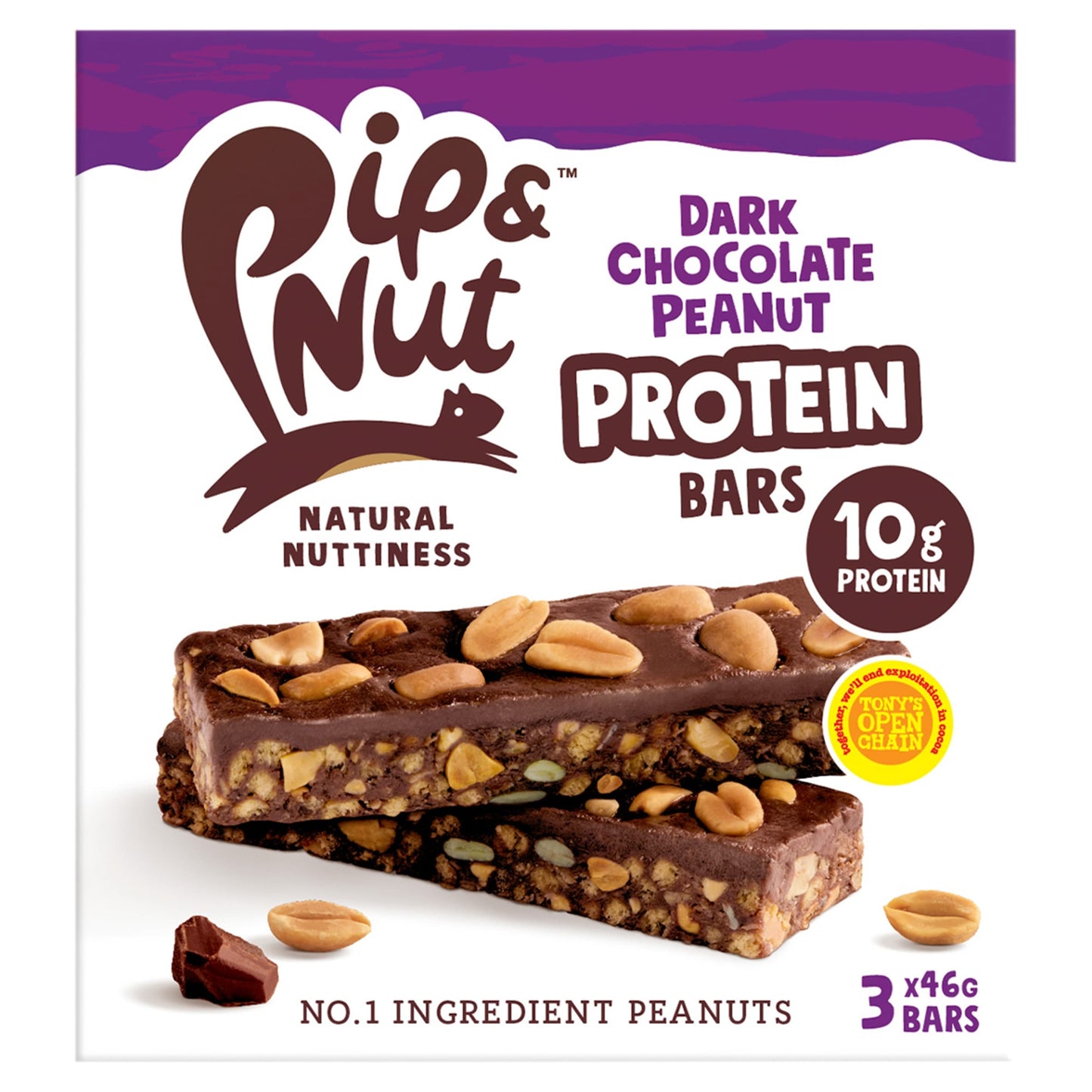 Pip & Nut Dark Chocolate Peanut Protein Bar 3 x 46g — image 1