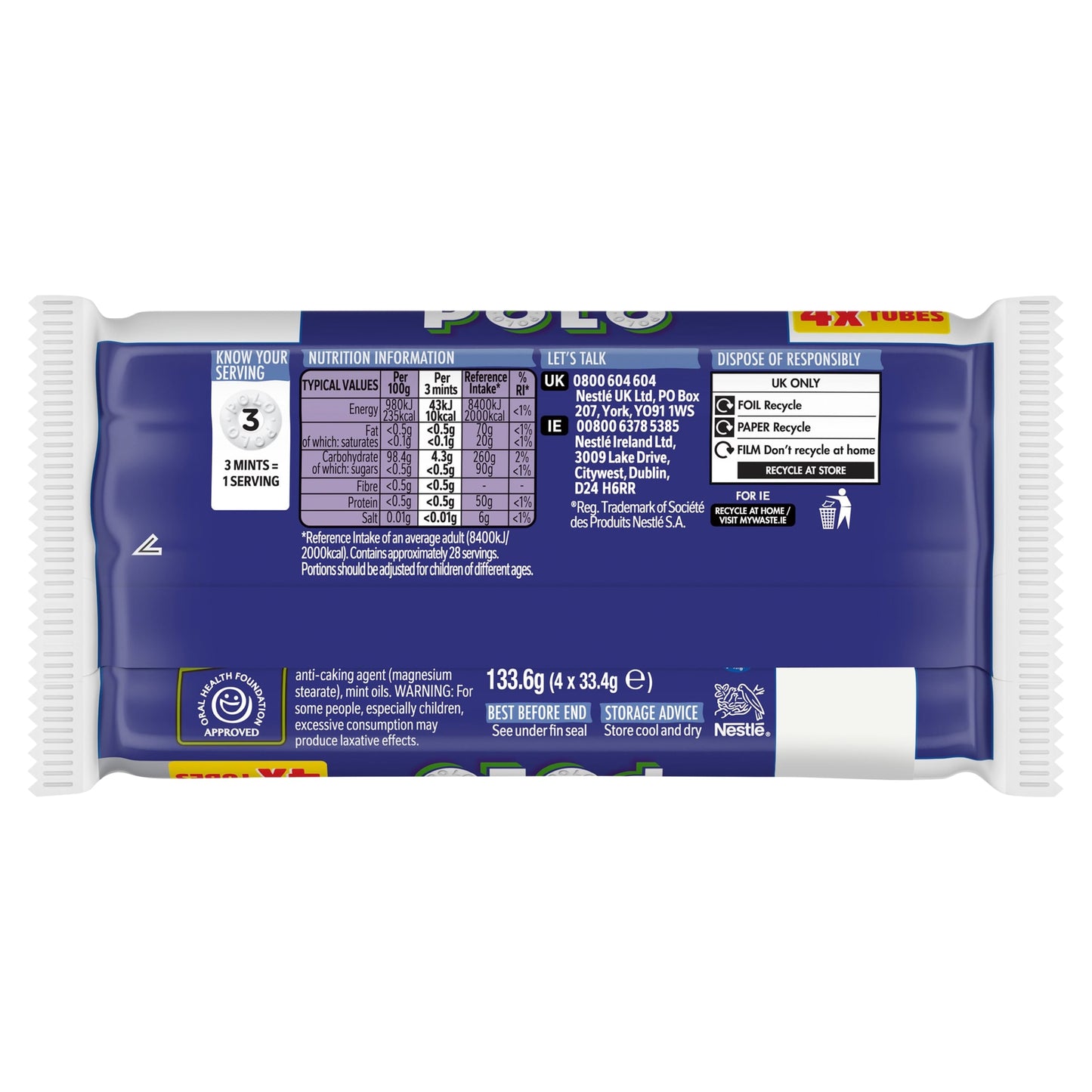 Polo Sugar Free Mint Tube Multipack 33.4g 4 Pack — image 3