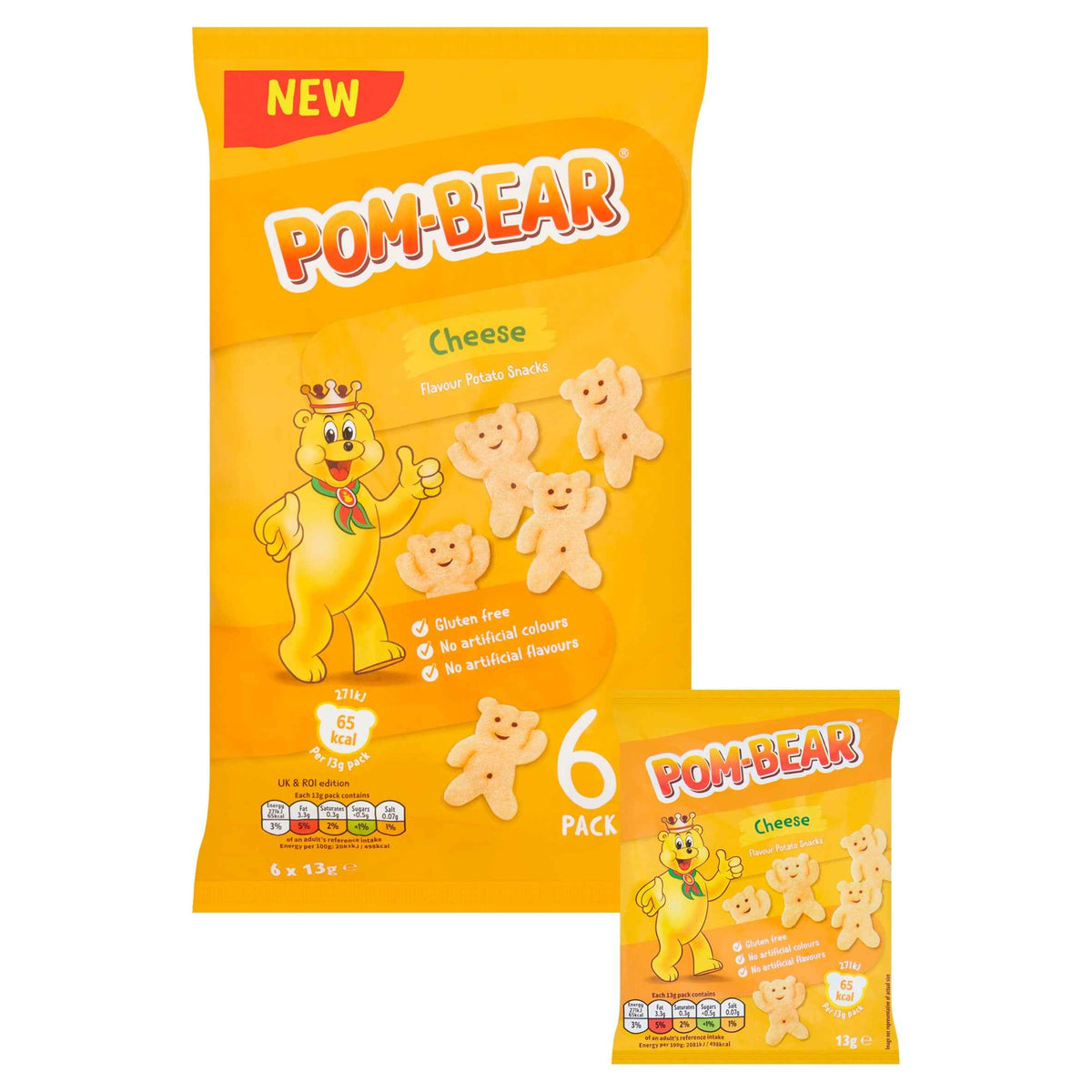 Pom-bear Cheese Multipack Crisps 6x13g 6x13g pack shot