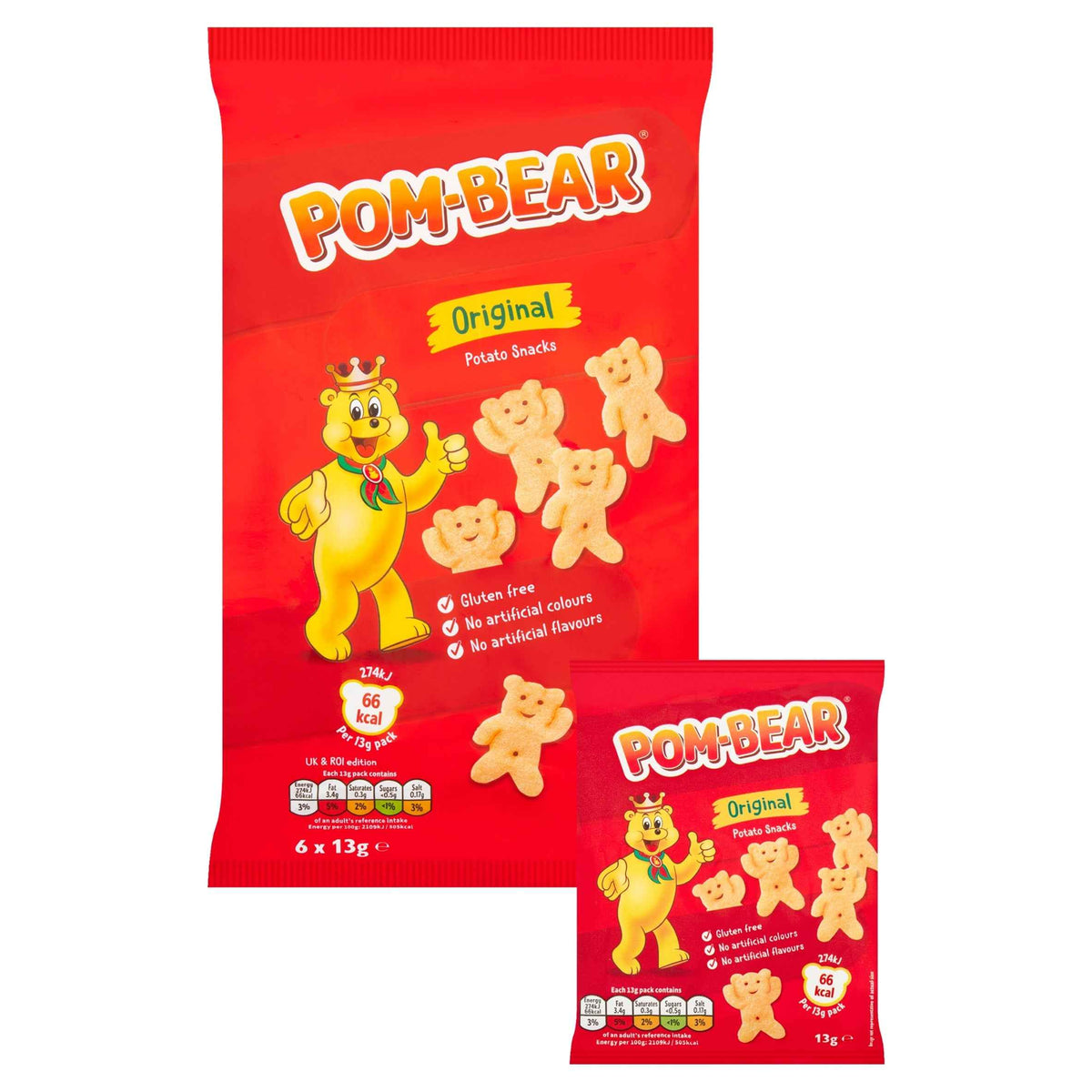 Pom-bear Original Multipack Crisps 6x13g 6x13g pack shot