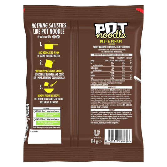 POT NOODLE Beef And Tomato Instant Noodles 114g