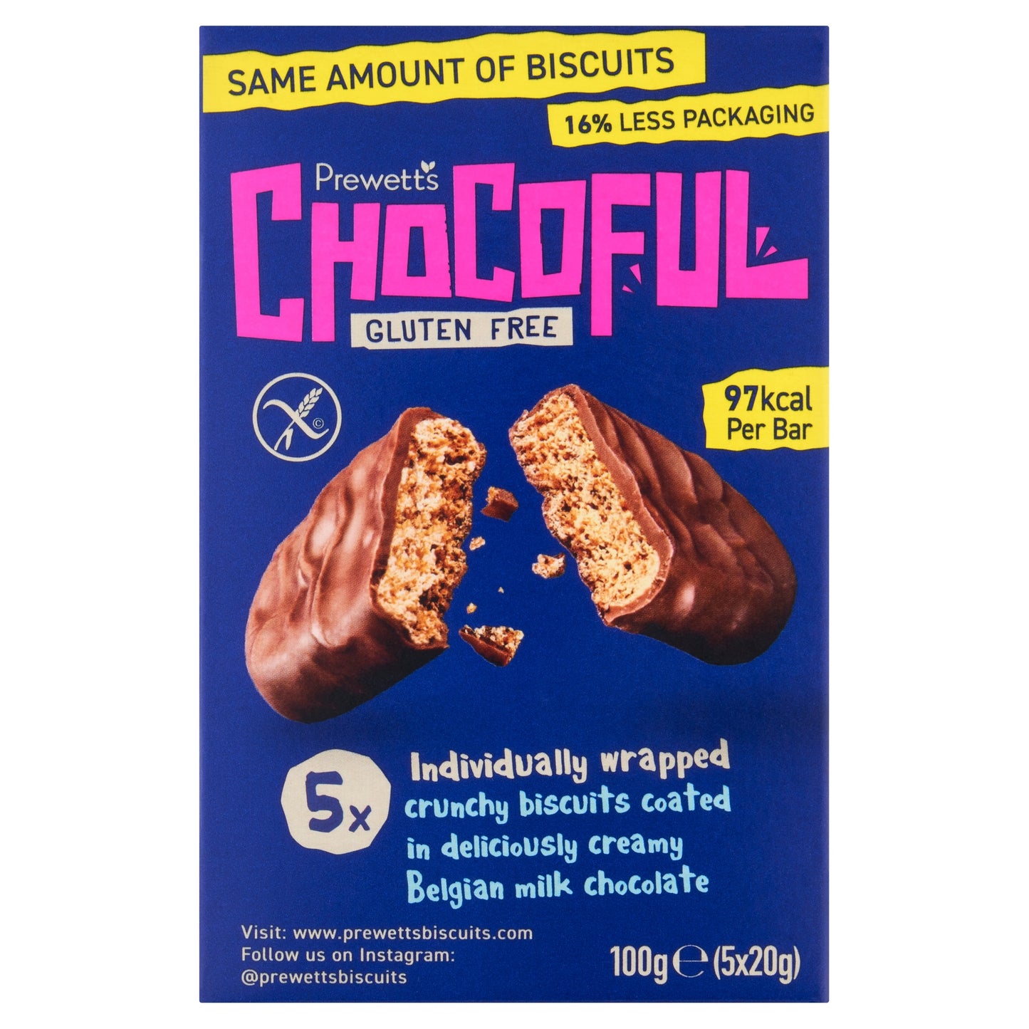 Prewett's Gluten Free Milk Chocolate Chocoful Biscuits 5 Pack 100g — image 1