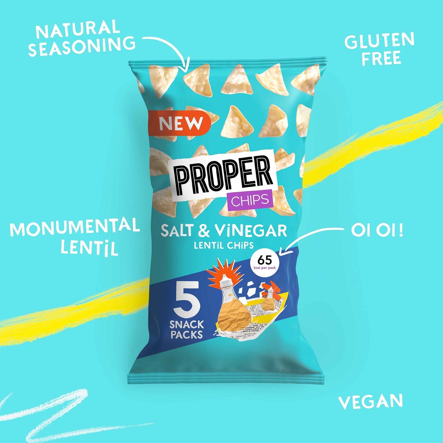 PROPER Chips Salt & Vinegar Lentil Chips 5 X 14g 5x14g gallery