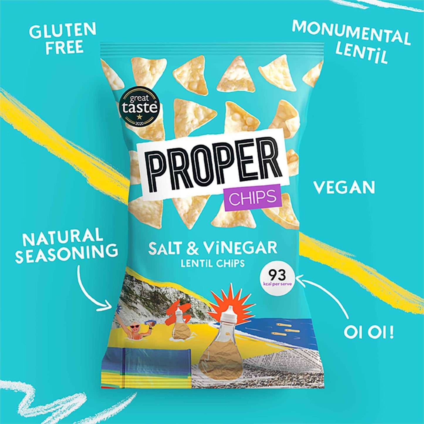 PROPERchips Salt & Vinegar Lentil Chips 85g 85g pack shot