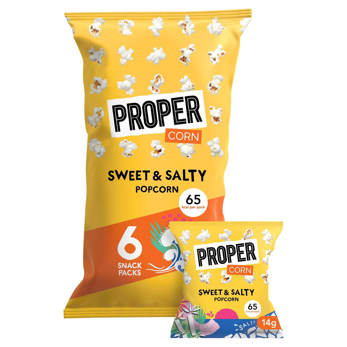 PROPERCORN Sweet & Salty Popcorn 6x14g 6x14g pack shot