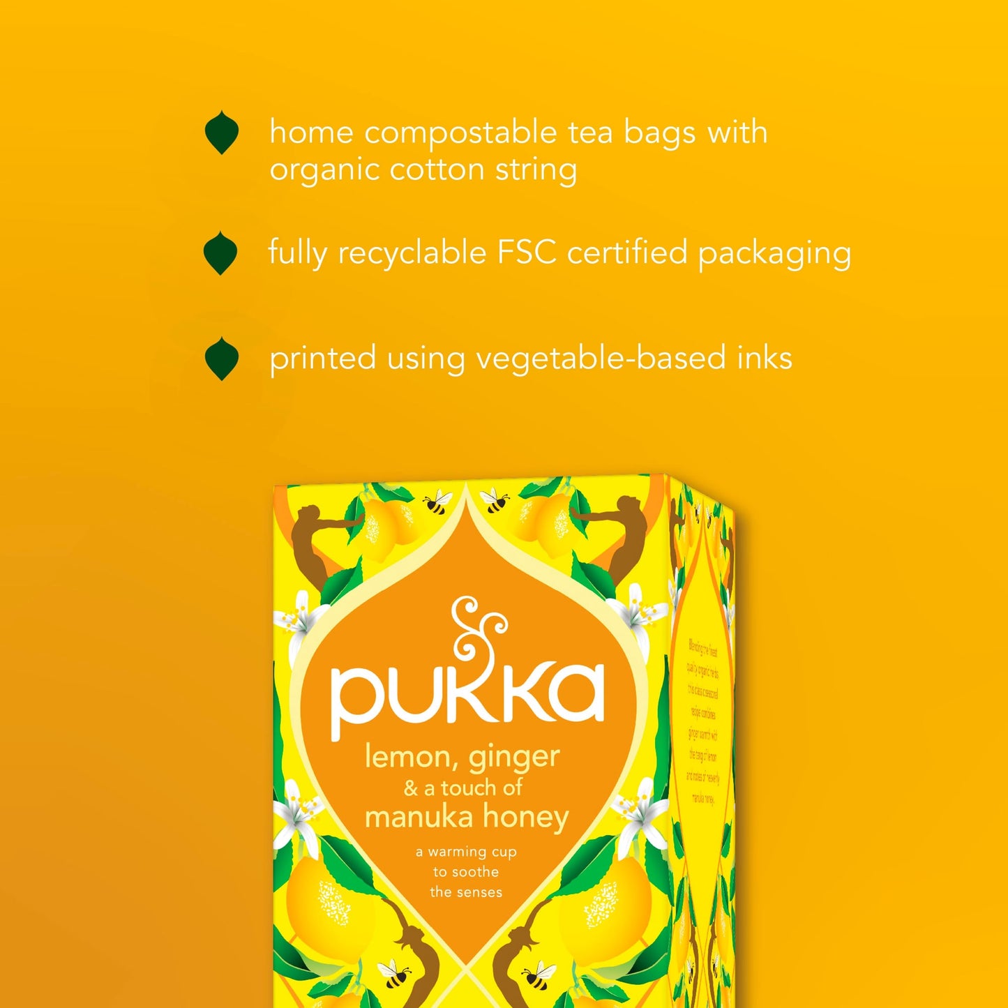 Pukka Organic Lemon, Ginger & a touch of Manuka Honey 40 Immunity Herbal Tea Bags 68g — image 5