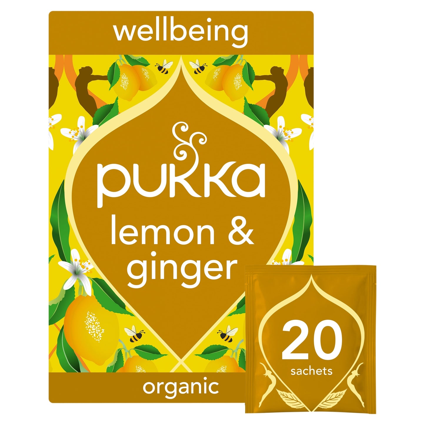 Pukka Organic Lemon Ginger And a Touch of Manuka Honey 20 Herbal Tea Sachets 34g — image 1