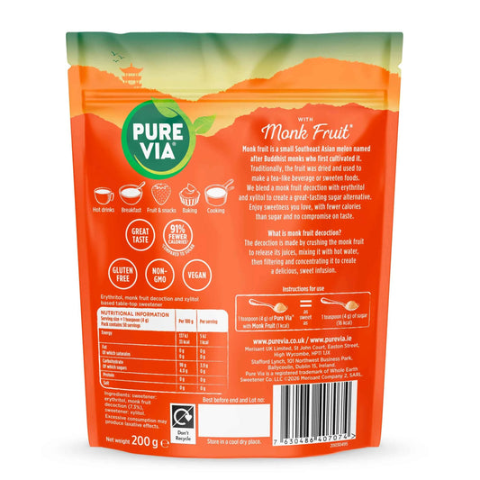 Pure Via Monk Fruit Granulated Sweetener 200g — Great British Imports