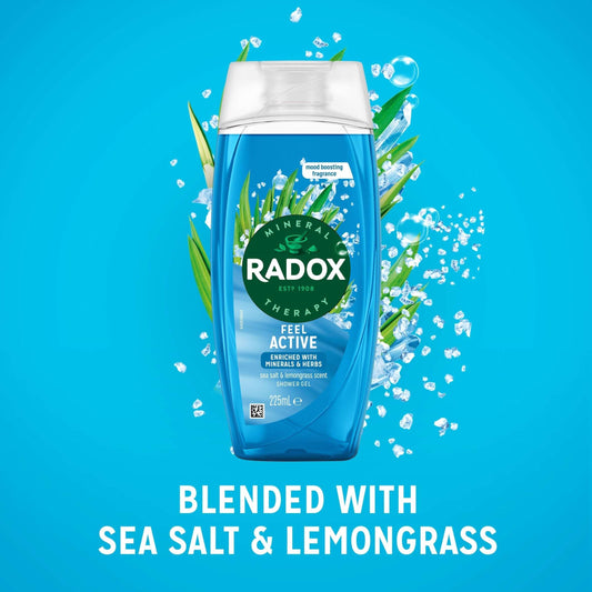 Radox Sea Salt & Lemongrass Feel Active Shower Gel Body Wash 225ml — image 2