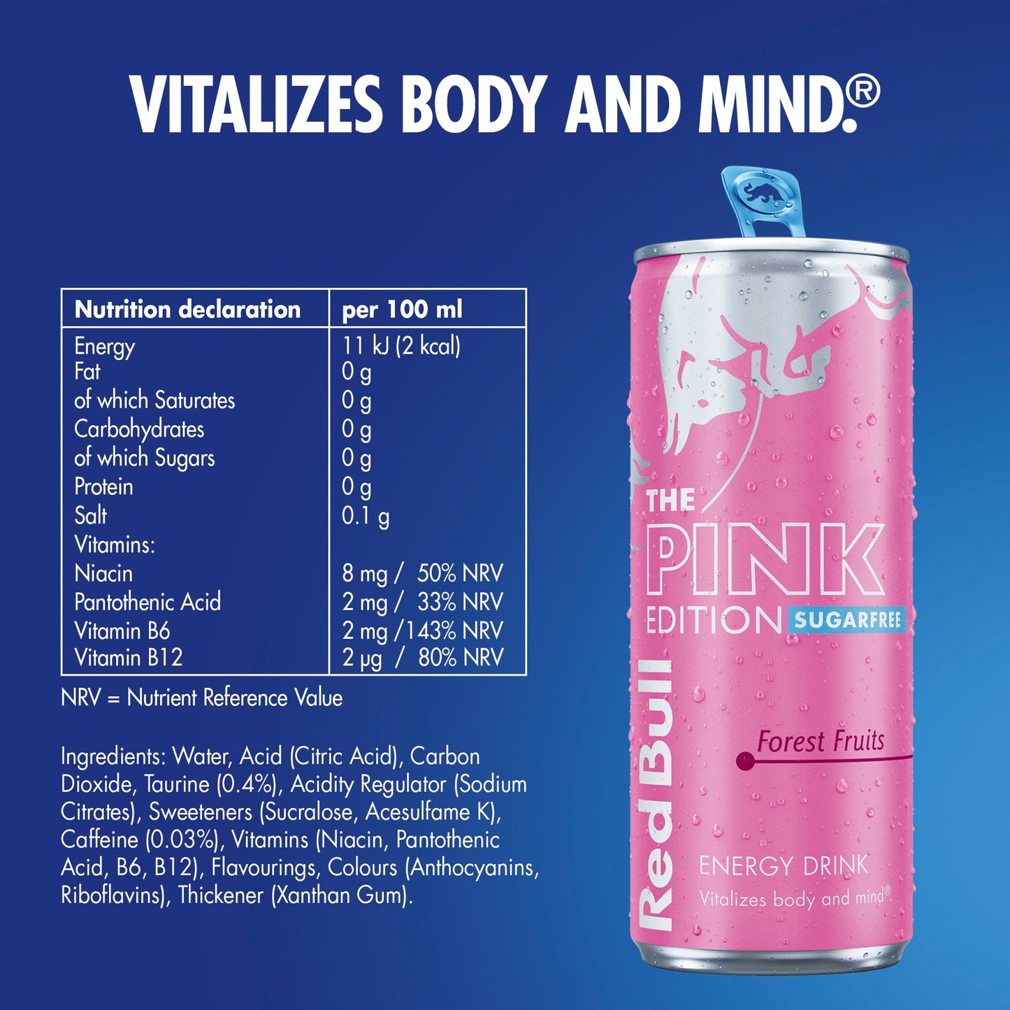 Red Bull The Pink Edition Sugarfree Energy Drink - Forest Fruit 4 x 250ml — image 3