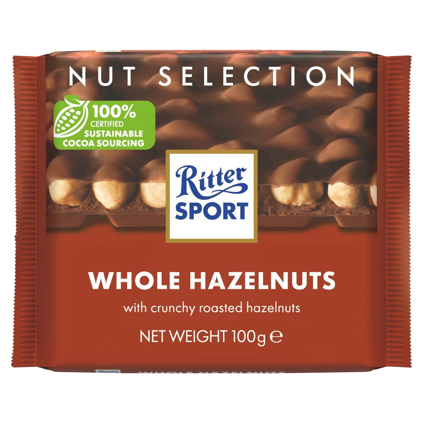 Ritter SPORT Milk Chocolate With Whole Hazelnuts 100 G