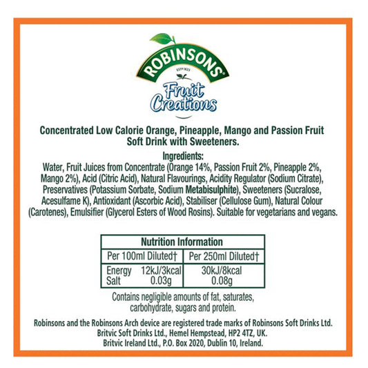 Robinsons Creations Pineapple, Mango & Passion Fruit Squash 1L — image 2