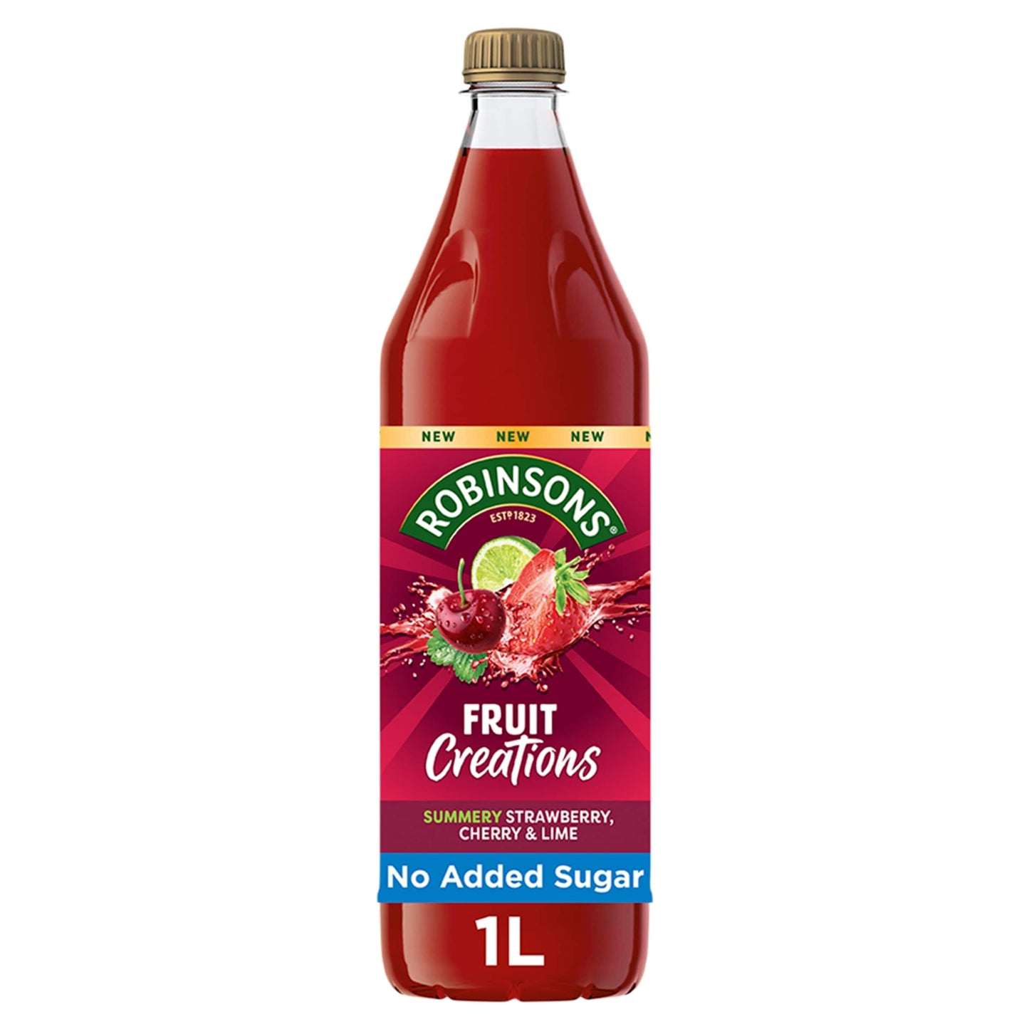 Robinsons Fruit Creations Summery Strawberry, Cherry & Lime No Added Sugar Squash 1L — image 1