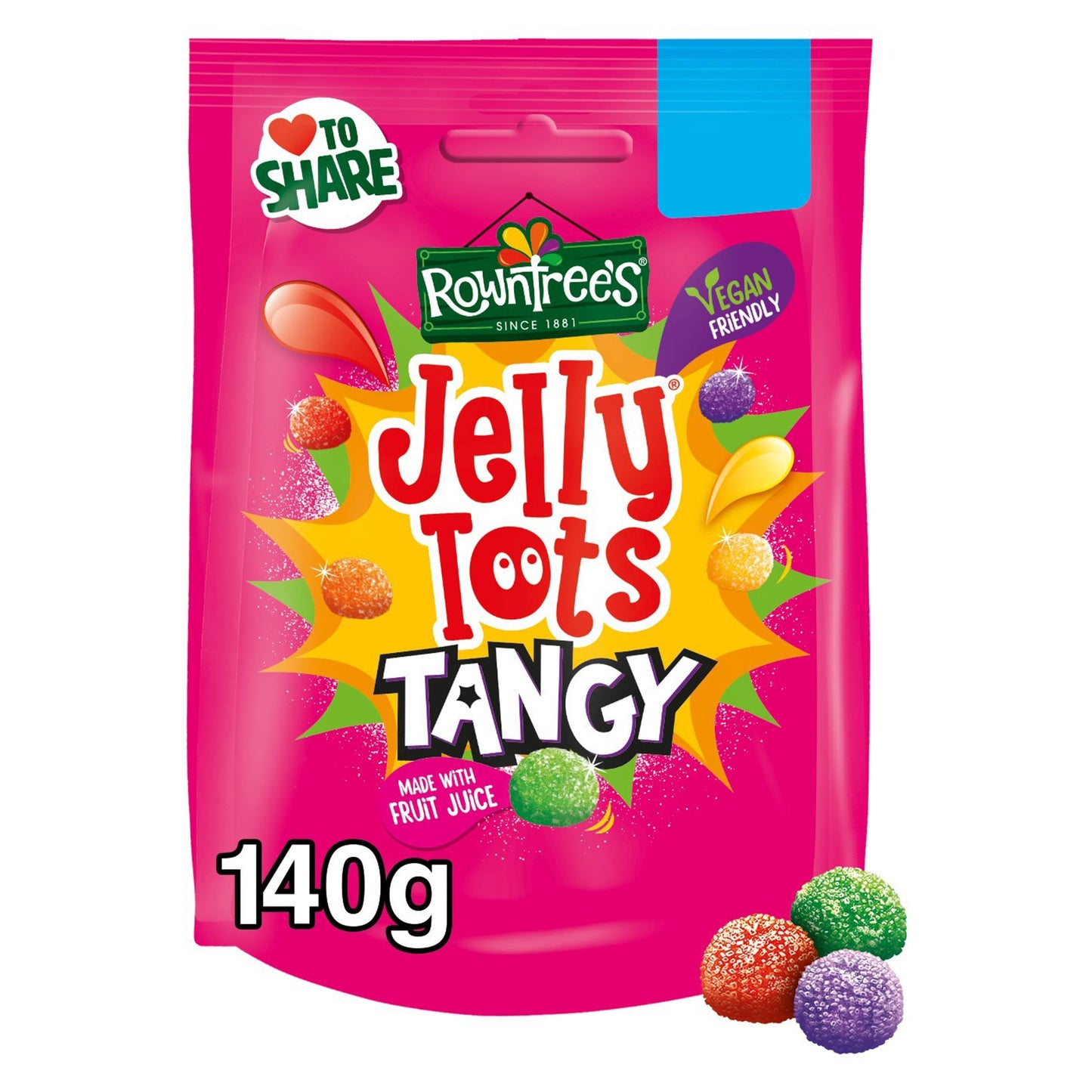 ROWNTREES Jelly Tots Tangy Sweets Sharing Bag 140g — image 1